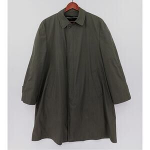 VTG London Fog Trench Coat Mens 42 Short Green Alpaca Mohair Overcoat 50s